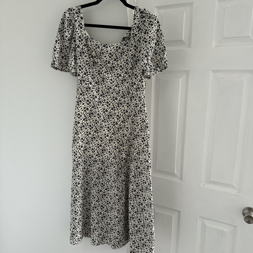 Floral Black and White Dress